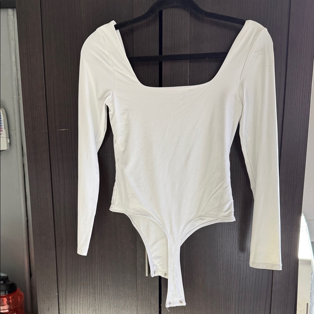 Aqua White Long Sleeve Top